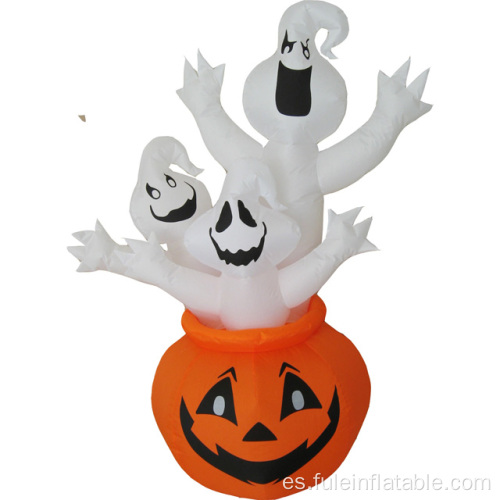 Decoración de Halloween fantasmas blancos inflables con calabaza